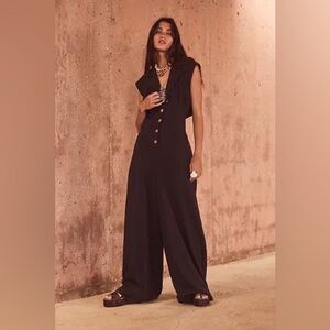 Free People Black Sleeveless Jumpsuit